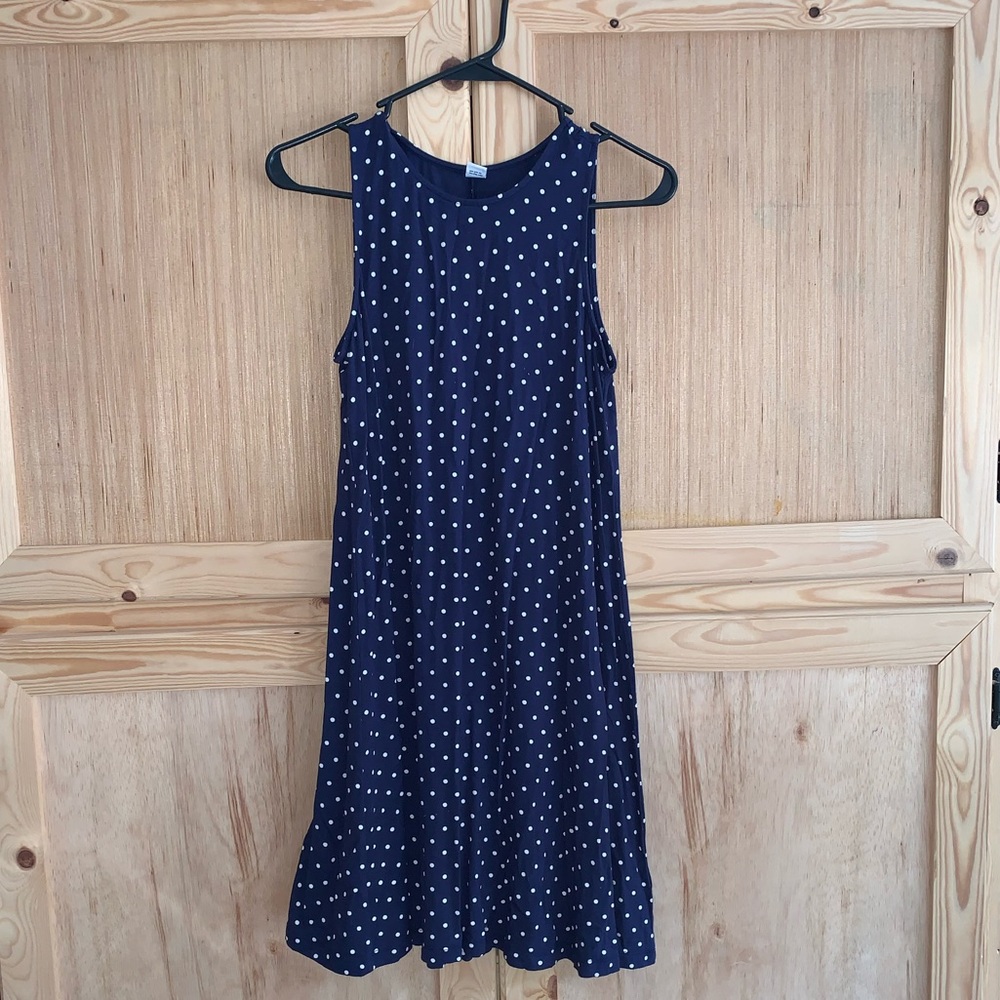 Old Navy blue polka dots maxi modest dress size S